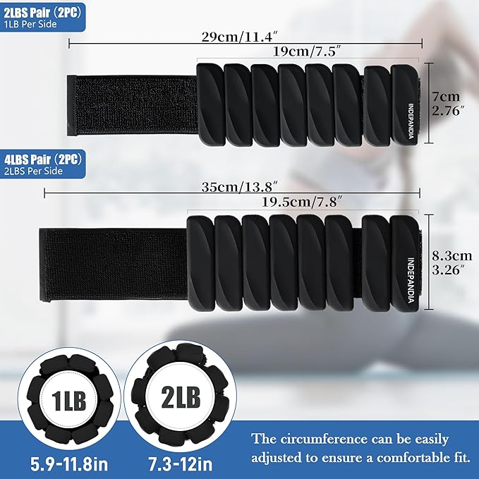 Wrist & Ankle Weights for Women and Men, 2lbs/4lbs Pairs Adjustable Silicone Weighted Bangles for Arm & Leg Workouts, Perfect for Pilates, Barre, Yoga, Walking & Home Fitness 24055