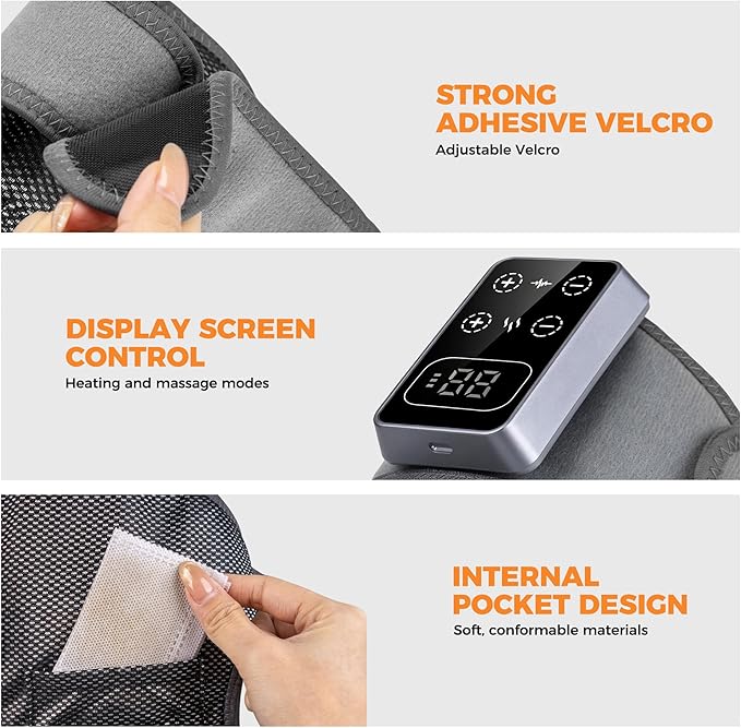 YAZHI Cordless Knee Massager for Pain Relief – Electric Heated Knee Brace, 5 Heat Levels & 3 Massage Modes, Gifts for Men and Women 1pack