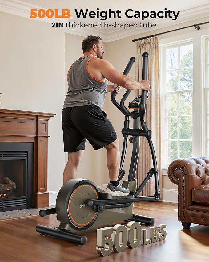 Niceday Elliptical Machine, Elliptical Exercise Machine for Home with Hyper-Quiet Magnetic Driving System, Elliptical Trainer with 15.5IN & 20IN Stride, 16 Resistance Levels, 500LBS Loading Capacity