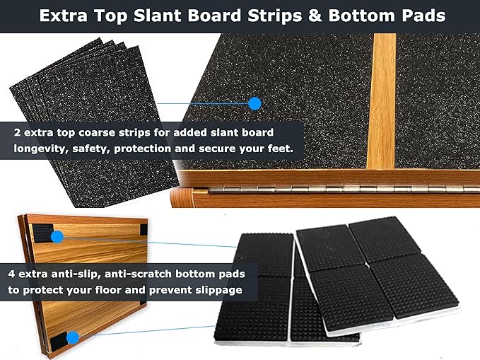 BAM Athletica Slant Boards for Exercise – Adjustable Wooden Calf Stretcher Incline Board for Calf Stretching, Squats, Physical Therapy, Plantar Fasciitis, Knee, Foot & Ankle Rehab, Velour Slant Board
