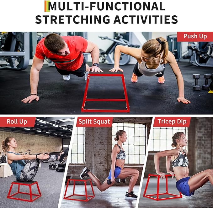 PeakPursuit Plyometric Jump Box - Heavy-Duty Steel Plyo Box with Anti-Slip Rubber Pads, Set of 12, 18", 24", 30" Box Jump Platforms for Strength & Conditioning Training, Home Gym