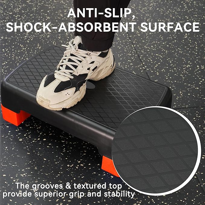 18" Aerobic Exercise Step Platform, Lightweight Portable Step Up Platform Trainer, Adjustable Height 3.9”5.9” for Home Gym