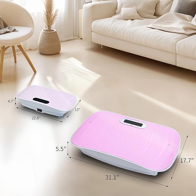 Full Body Vibration Platform, 10-Frequency Shaking Machine with Bluetooth Music Sync, LED Display, Remote Control, Durable ABS and Metal Frame, Silicone Foot Pedals for Home Gym, Fitness