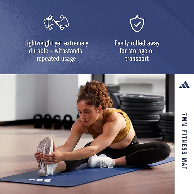 adidas Fitness Mat - Lightweight - Non Slip Yoga Mat, 7mm or 10mm