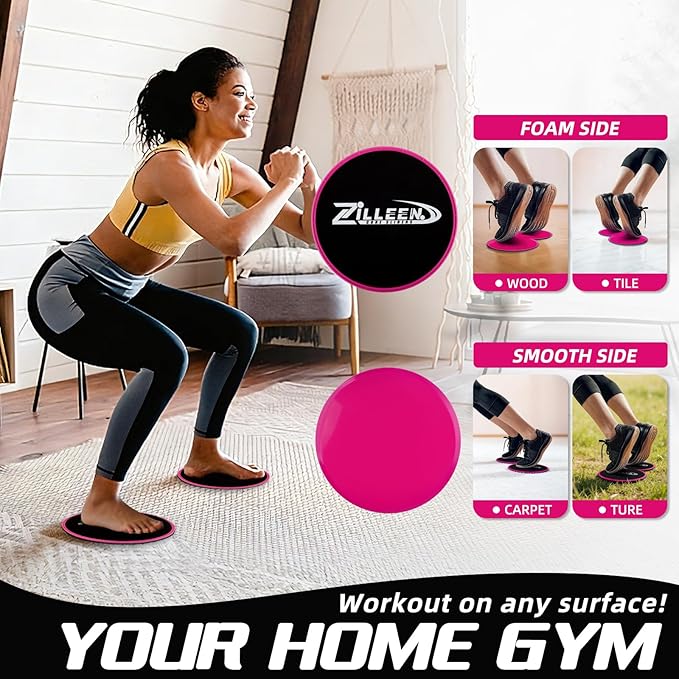 ZILLEEN Exercise Sliders for Working Out Fitness Discs for Pilates Women Men, 2 Pack