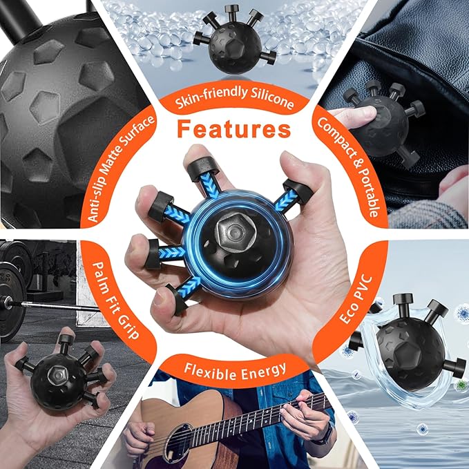 Grip Trainer - Adjustable Finger Grip for Hand and Forearm Strength Development for Musicians, Rock Climbers and Fitness Enthusiasts (Black)