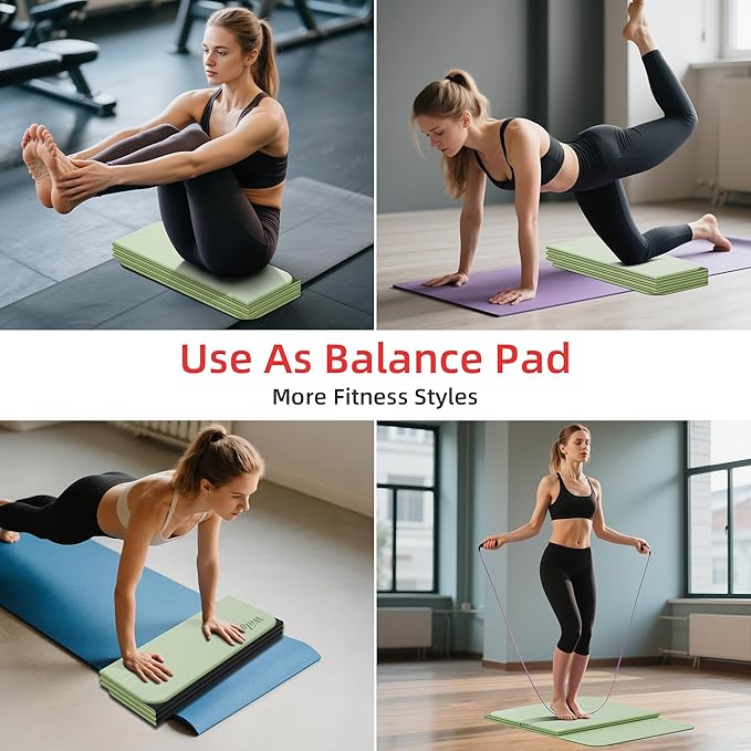 1/2 Inch Extra Thick Yoga Mat Pilates Equipment, 70"x24" Odorless Workout Mats for Home Gym, Non-slip Exercise Mats for Women Men Home Workout, Foldable Yoga Mats for Travel Camping Sleeping