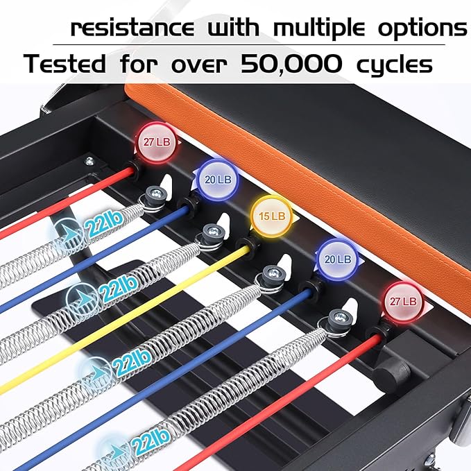 Pilates Reformer,Foldable Pilates Machine for Home Use and Gym Workout,Suitable for Advanced and Beginners Users ,Pilates Equipment with 4 Springs&5 Resistance Cords