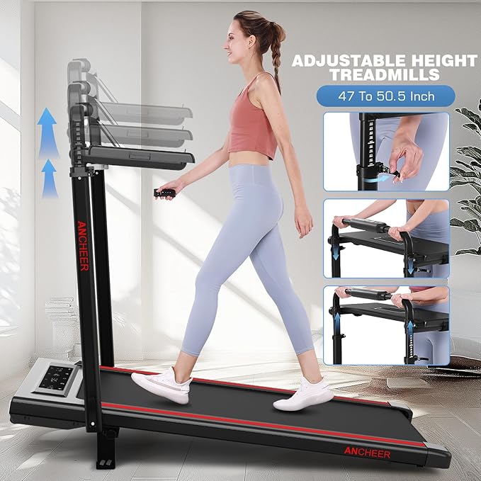 ANCHEER Treadmill with 12%/15% Incline, Folding Walking Pad with Handle Bar, 320-450lb Capacity Under Desk Foldable 3.5HP Treadmills for Home/Office/Gym,Installation-Free