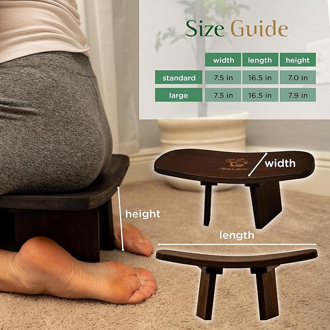 MONK & LLAMA Meditation Bench - Foldable, Ergonomic, Bamboo Kneeling Stool— Perfect Seiza Bench Meditation Stool Chair for Prayer & Travel - Deeper & Enjoyable Sessions