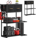 Home Gym Storage Shelf Stand Only, Adjustable Weight Rack for Dumbbells Plus Extra Upper Drawer, for Weight, Mat and Workout Equipment, Large Capacity Gym Organizer with 4-Tier, Easy-assembly