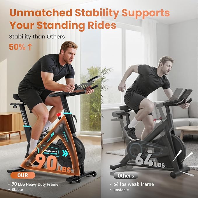 Exercise Bike, Adjustable Magnetic Stationary Bike for Home, Indoor Cycling Bike with Low Noise, Heart Rate Handle and LCD Monitor, Cycle Bike with 400lbs Weight Capacity