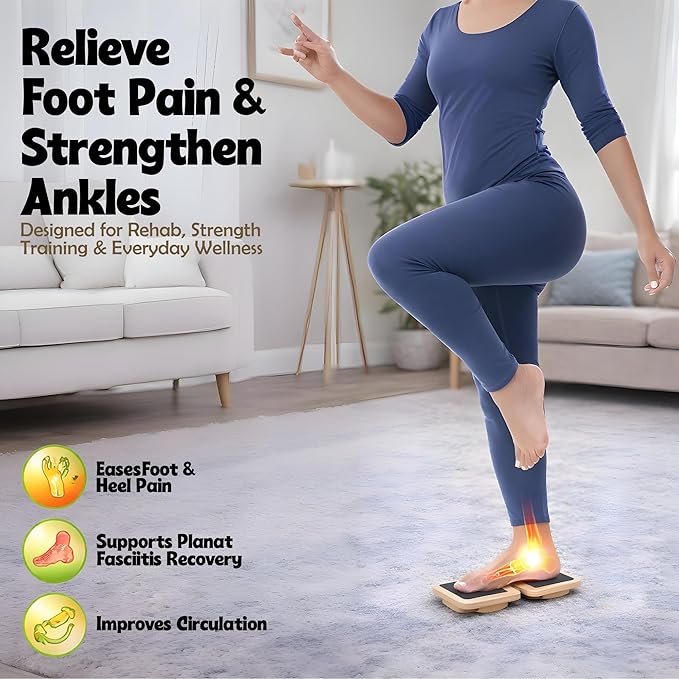 Ankle Balance Board for Ankle Strengthening Physical Therapy & Stability Training Adjustable Single Leg Ankle Strengthener Board for Sprains, Plantar Fasciitis Relief, Core Strength, Athletes & Home Use.
