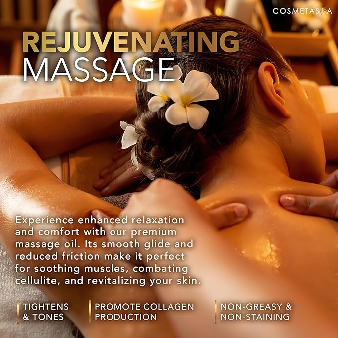 Cosmetasa Anti Cellulite Massage Oil – Lymphatic Drainage & Firming Body Oil with Collagen & Stem Cells – Toning & Hydrating, Lightweight, Non-Greasy Formula (8.8 fl oz)