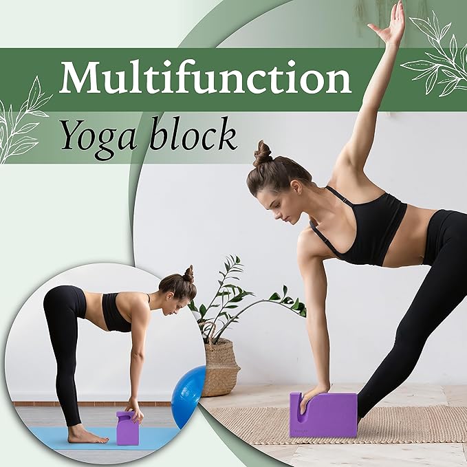 Yes4All Yoga Blocks 2 Pack Wrist Support, Comfort, and Grip Strength, Support for Balance Fitness and Exercise, EVA Foam Blocks Pilates Yoga Brick Yoga Accessories