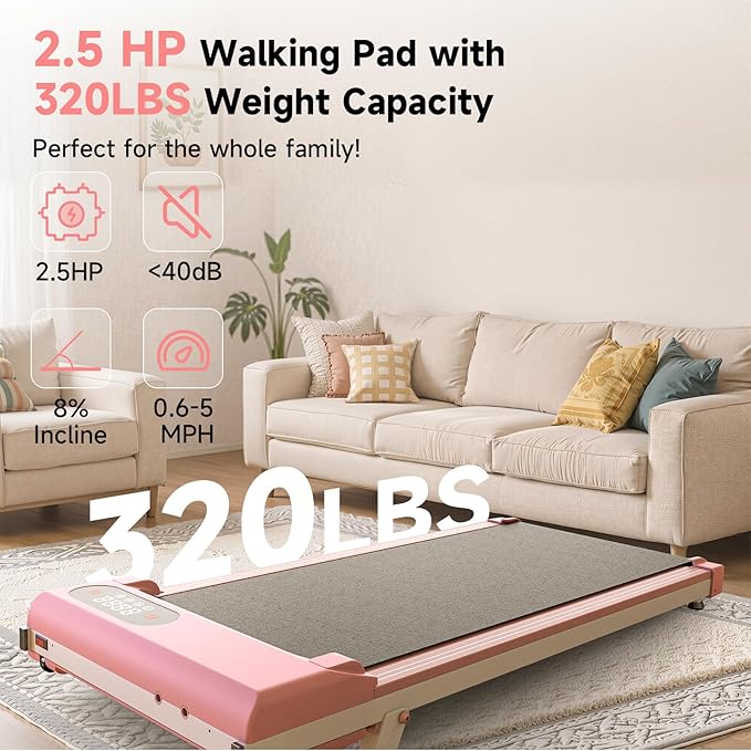 Walking Pad Treadmill with Handle Bar,Walking Pad with Incline 8%,2.5HP Quiet Under Desk 320 lbs 2 in 1Treadmills for Home Office,Compact Foldable Walking Pad,Remote Control&LED Display