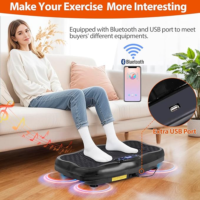 LEMY Vibration Plate Exercise Machine,Promote Fat Burning,Whole Body Shaker with Adjustable Speed and Time,Non-Slip Suction Pads,Home Training,Vibration Plate for Weight Loss,Shaping