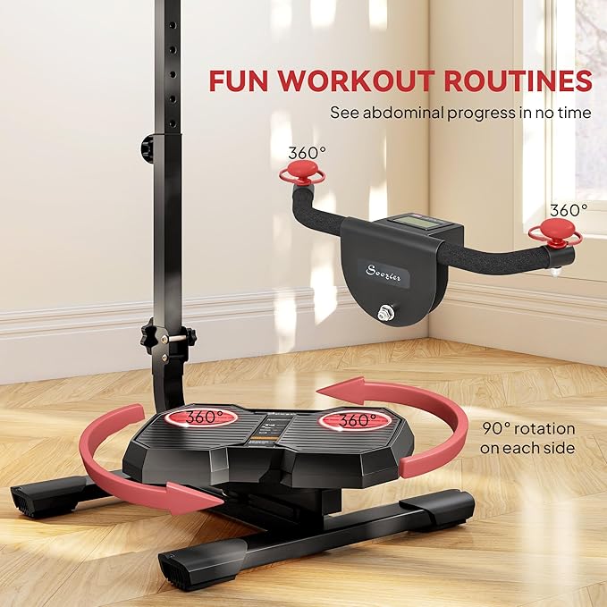 Soozier Foldable Ab Twister Board for Waist Trimming with Screen Showing Time, Calories, Ab Workout Equipment for Women and Men, Core Fitness Training Ab and Butt Workout Equipment