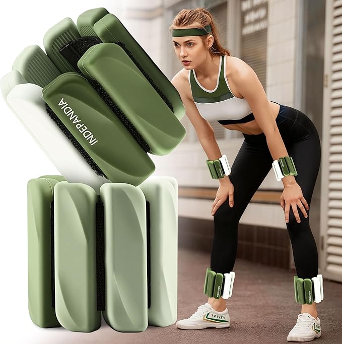 Wrist & Ankle Weights for Women and Men, 2lbs/4lbs Pairs Adjustable Silicone Weighted Bangles for Arm & Leg Workouts, Perfect for Pilates, Barre, Yoga, Walking & Home Fitness 24055