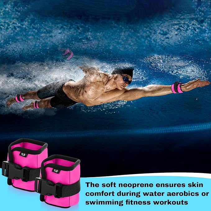 2 Pairs Ankle Wrist Weights for Land or Aquatic Exercise Aqua Cuffs Aqua Aerobics Fitness Bands for Ankle and Wrist Adjustable Weights for Swimming Pool Workout Equipment