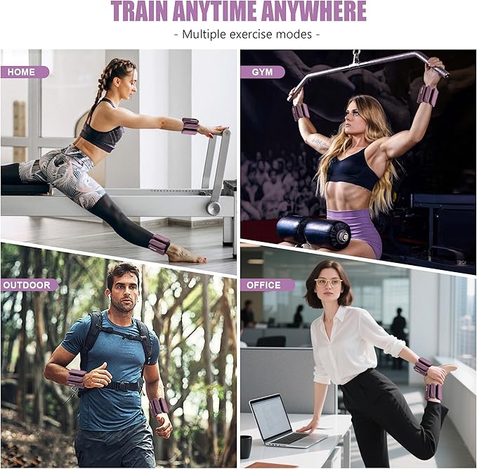Wrist & Ankle Weights for Women and Men, 2lbs/4lbs Pairs Adjustable Silicone Weighted Bangles for Arm & Leg Workouts, Perfect for Pilates, Barre, Yoga, Walking & Home Fitness 24055