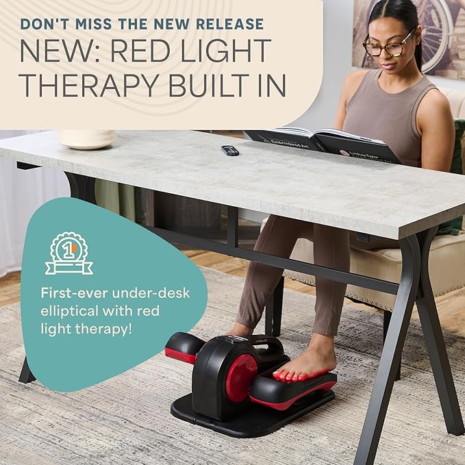 Lifepro AutoGlide Under Desk Elliptical Exercise Machine – Quiet Elliptical Machine for Home or Office – Portable Leg Exerciser While Sitting – Seated Pedal Exerciser for Seniors & Adults