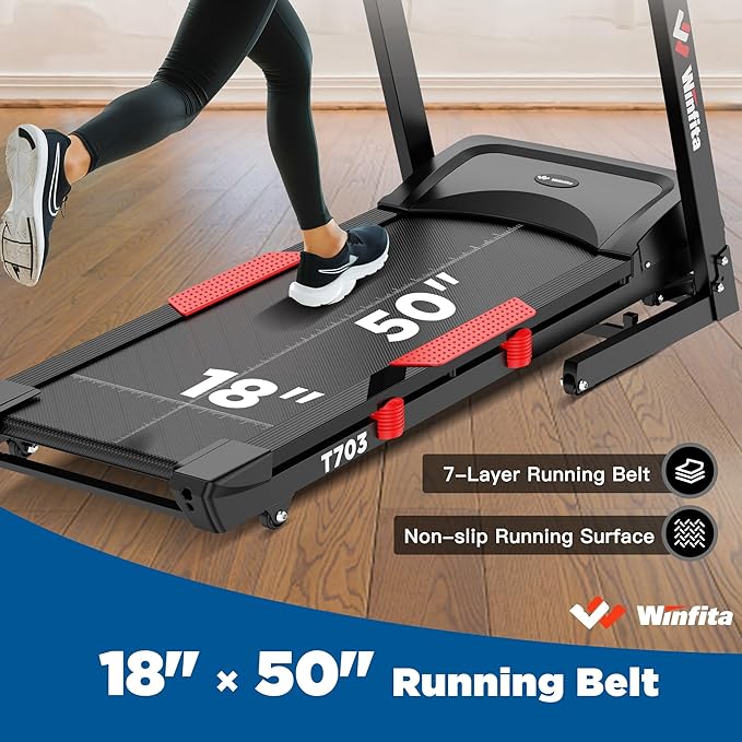 Treadmills for Home, Folding Treadmill with Auto Incline, 300 LBS Capacity, 8MPH or 10MPH Max Speed, Double Deck Shock-Absorbing Running Machine with App, 64 Programs, Pulse Monitor