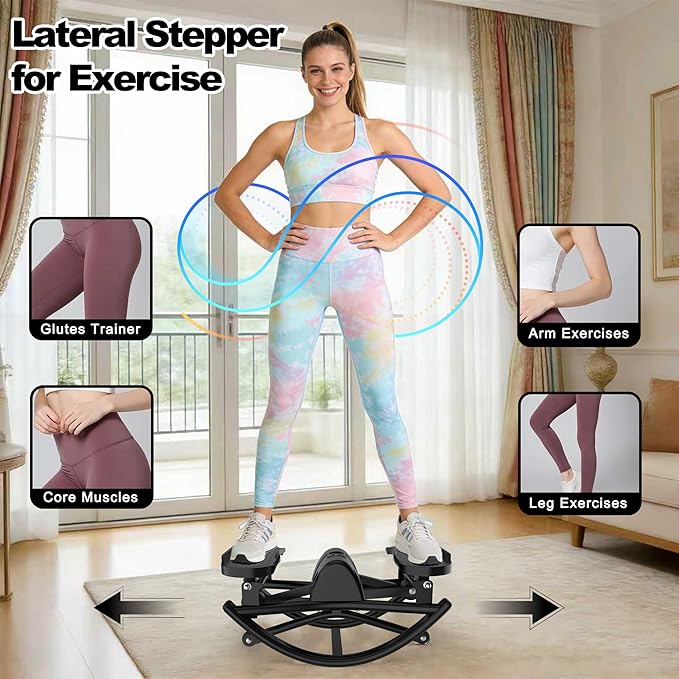 Rocking Stepper for Exercise at Home, 3D Motion Stair Stepper with Resistance Bands & Balance Board, Low-Impact Full Body Workout Equipment, Stable Structure Exercise Equipment[New Vision]