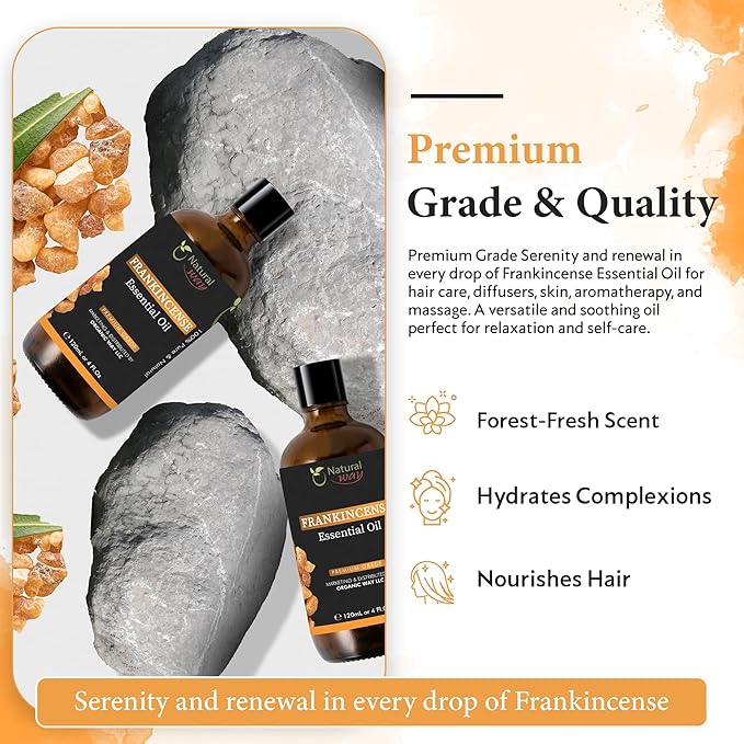 Frankincense Essential Oil | Pure Aromatherapy Oil for Diffusers, Hair Growth, Skin, Scalp Care, Massage | Refreshing Hair Oil for Women & Men | Natural Essential Oil for Diffuser | 4 Fl Oz (120 mL)