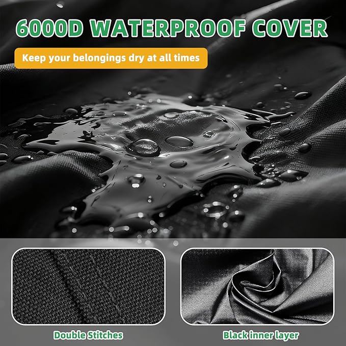 Rowing Machine Cover Fits Concept2 Rower, Fitness Equipment Accessory, 600D Heavy-Duty Waterproof & Fade-Resistant with 50+ UPF UV Shield and WindLock Elastic Hem, Black