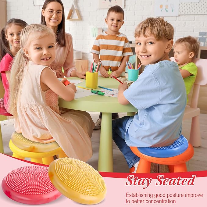 Libima 4 Pcs Wiggle Seat for Sensory Kids Inflated Wobble Cushion Sensory Seat Cloud Design Flexible Seating for Classroom Elementary Balance Disc for Kids Adult Pet Training