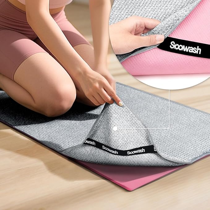 Hot Yoga Towel,Microfiber Yoga Mat Towels Non Slip for Hot Yoga Absorbent Microfiber Sweat Anti-Slip Cover,Bikram,Pilates,Exercise,Fitness 28 inch X 72 inch Grey 2 Pack