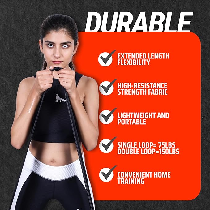 76 Inches Long Heavy Fabric Resistance Bands for Women and Men - Non-Slip, Durable Exercise Bands for Stretching, Yoga, Home Fitness