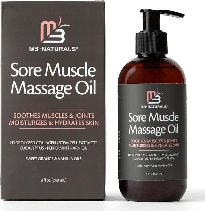 Arnica Sore Muscle Massage Oil with Collagen, Stem Cells, and Menthol, Anti-Cellulite Therapy for Full Body, Fast-Absorbing Multipurpose Treatment by M3