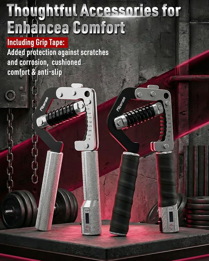 Grip Strength Trainer - Adjustable Hand Gripper Strengthener 8 Levels 50-225 lbs with Counter, Hand Grip Exerciser Wrist Strengtheners, Forearm, Finger & Hand Strength Training for Athletes, Climbers & Rehabilitation