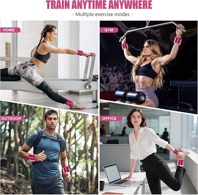 Wrist & Ankle Weights for Women and Men, 2lbs/4lbs Pairs Adjustable Silicone Weighted Bangles for Arm & Leg Workouts, Perfect for Pilates, Barre, Yoga, Walking & Home Fitness 24055