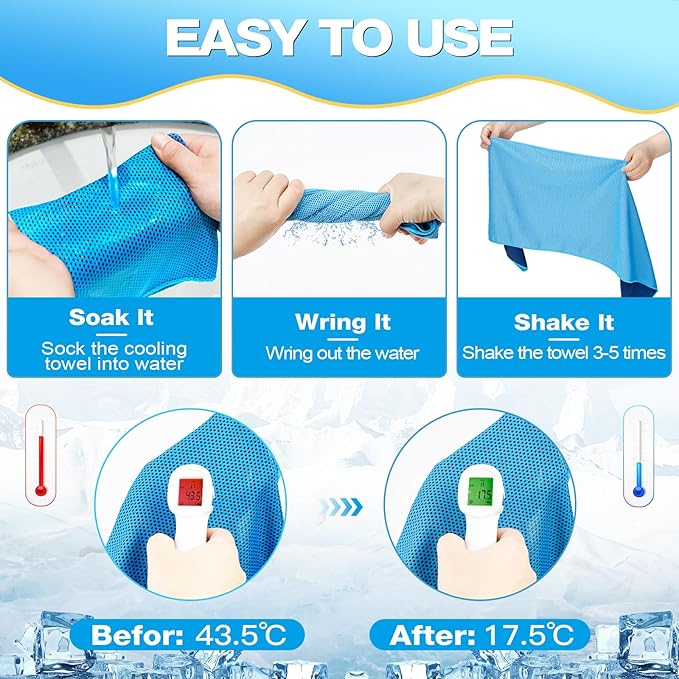MENOLY 50 Pack Cooling Towels, Cooling Towels for Neck and Face, Sweat Microfiber Towel Soft Breathable Towel for Gym, Yoga, Camping, Running, Fitness, Workout & More Activities