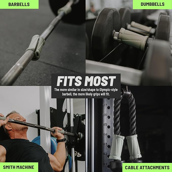 N-Gage Grips – Patented Angled Barbell Thick Grips for Joint Support & Muscle Activation – Ergonomic Bar Attachments for Strength Training - Gym Accessories Manufactured in the USA (1 Pair)