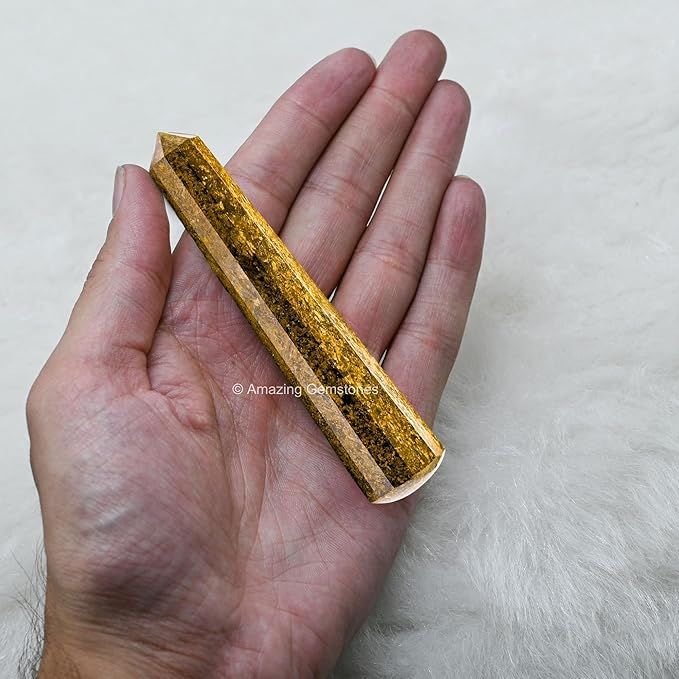 Amazing Gemstone Bronzite Crystal Wand Massage Stick - Pelvic Wand Gua Sha for Adults - Crystals and Healing Stones Massage Wands for Adults Gifts (Pointed)