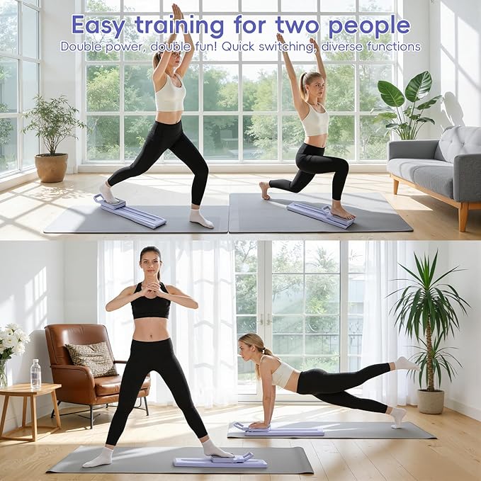 Pilates Board, 8-in-1 Mini Pilates Reformer Set, Multifunctional Detachable Ab Trainer Machine with Anti-Slip Quiet Design, Pilates Board for Home Workout Portable Equipment for Women