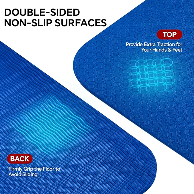 Extra Large Yoga Mat 6'x4'(1/3" & 1/4" Thick), Non-Slip, Ultra Durable, Wide Workout Mat, Wide Exercise Mats for Home Workouts, Yoga, Pilates, Stretching (Barefoot Exercise)