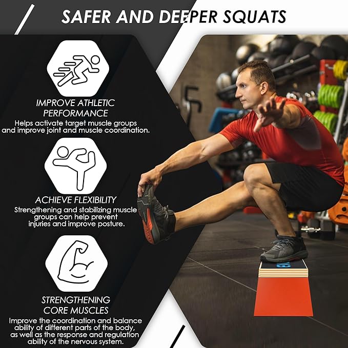 EVERYMATE Squat Block Athletic Balance Trainer for Stretching, Fitness, and Physical Therapy, Improve Balance, Stability, and Athletic Performance, Home Gym and Personal Training Equipment