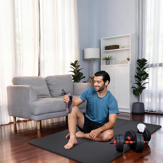 Large Yoga Mat (6'x4') – 1/4" & 1/2" Thick Exercise Mats for Home Workout, Extra Wide Workout Mats for Home Gym, Yoga, Pilates, Stretching, Floor & More