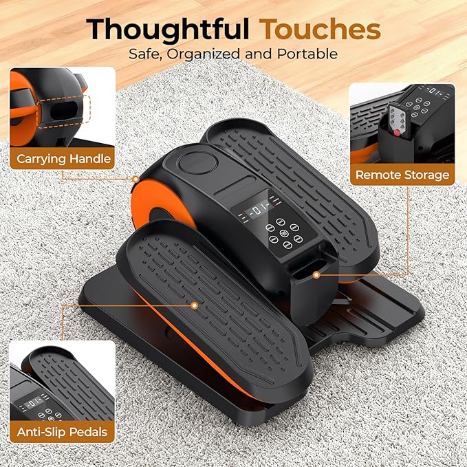 Under Desk Elliptical Machine - Electric Elliptical Exerciser for Seniors, Pedal Exerciser 12 Speeds Portable Seated Pedal Exerciser with Remote Control Home Workout Exercise Equipment