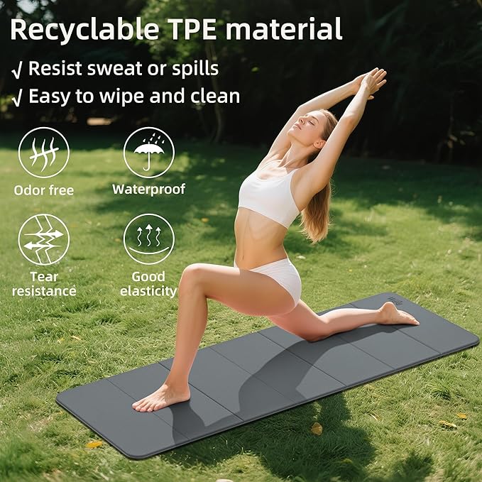 1/2 Inch Extra Thick Yoga Mat Pilates Equipment, 70"x24" Odorless Workout Mats for Home Gym, Non-slip Exercise Mats for Women Men Home Workout, Foldable Yoga Mats for Travel Camping Sleeping