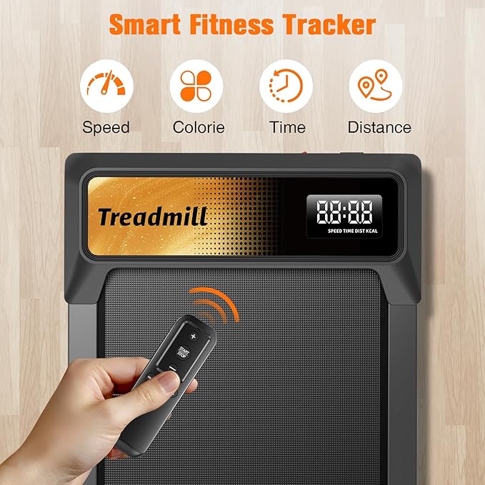 Walking Treadmill Pad with 5% Adjustable Incline and APP Sync, Small Compact Under Desk Treadmills for Home and Office with Remote Control and LED Display, 2.5HP