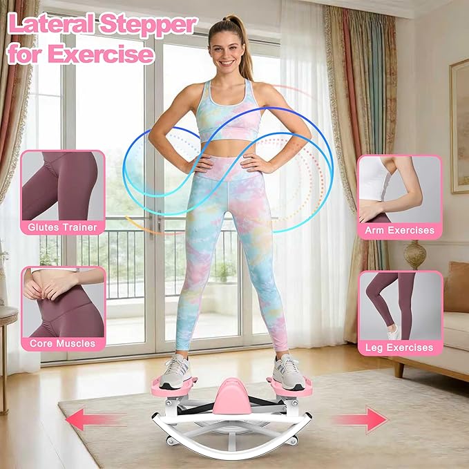 Rocking Stepper for Exercise at Home, 3D Motion Stair Stepper with Resistance Bands & Balance Board, Low-Impact Full Body Workout Equipment, Stable Structure Exercise Equipment[New Vision]