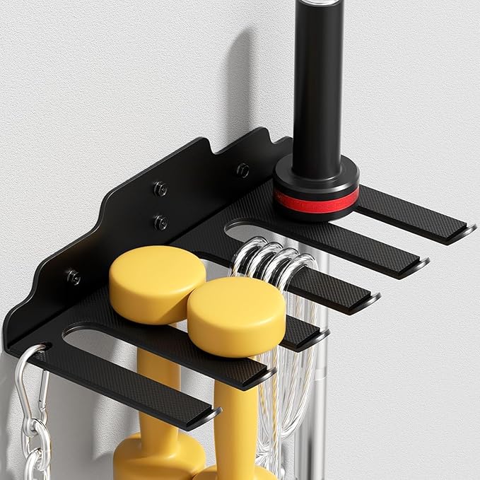 Barbell Wall Holder,Single Barbell wall Mount Hanger,Garage Gym Bar Wall Rack,Vertical Olympic Hanger wall Mount Rack,Space Saving Gym Accessory,Holds Under 33mm Bar Size(Black)