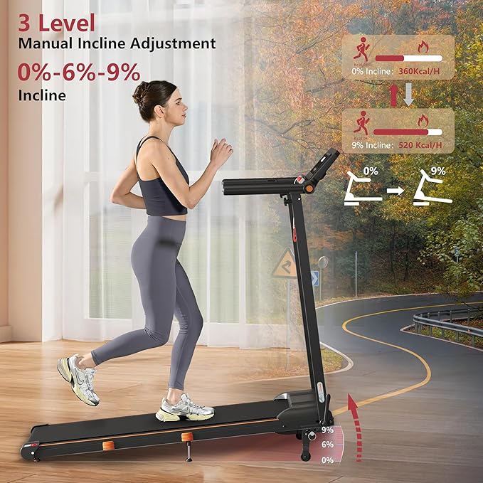 Foldable Treadmill with Incline Treadmill with Home Removable Desk Workstation 3 in 1 Folding Small Compact Walking Treadmills 300 Lbs Capacity for Home Office
