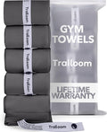 Microfiber Workout Towels - Quick Dry, Highly Absorbing, Odor-Free, for Men & Women - Gym Sweat Sports Towel for Hot Yoga, Tennis, Running, Exercise, Working Out, Camping, Set of 5 Dark Gray